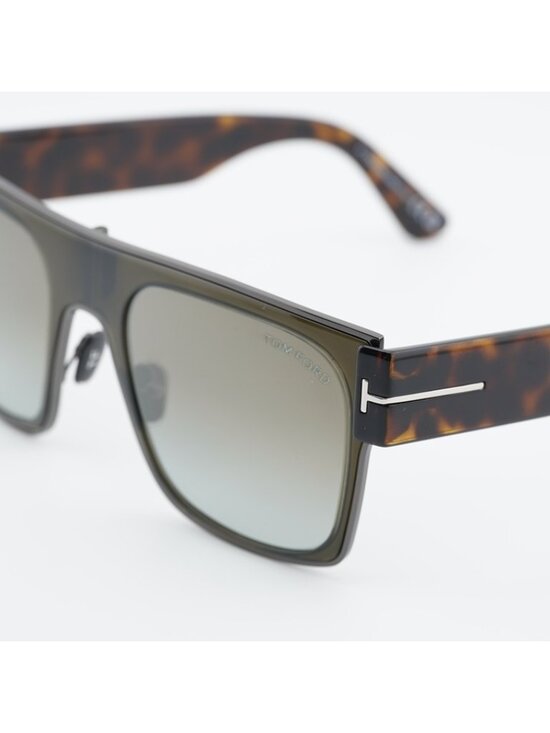 Tom Ford Edwin FT1073 51G Sunglasses Green / Havana Square Frame, Brown Lenses main image 10